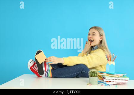 Concept of preapring to exams and tests with student girl Stock Photo