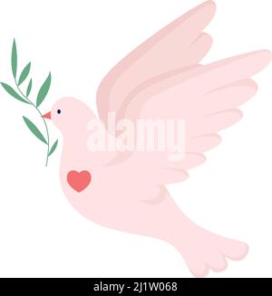 Peace dove semi flat color vector character Stock Vector