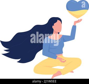 Lady giving hope semi flat color vector character Stock Vector