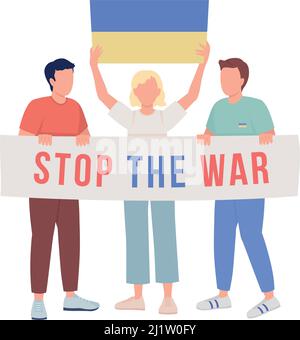 Stop war slogan semi flat color vector characters Stock Vector