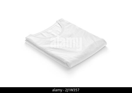 Blank white folded square t-shirt mockup, side view Stock Photo
