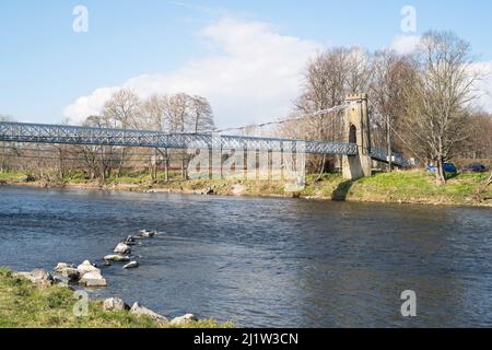 The Melrose Chain Bridge over the river Tweed, Scottish Borders, Scotland, UK Stock Photo