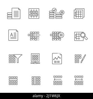 Line Database and Table Formatting Icons - Vector Icon Set Stock Vector