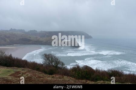Three Cliifs Bay on the Gower Peninsula, Wales, UK Stock Photo