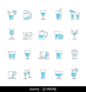 Line drinks and beverages icons - vector icon set Stock Vector
