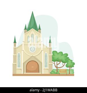 Vector illustration of the Lutheran Church. Religious architectural building. Flat style Stock Vector