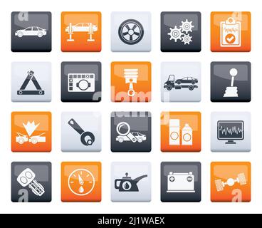 car services and transportation icons over color background - vector icon set Stock Vector