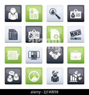 Employment and jobs icons over color background - vector icon set Stock Vector
