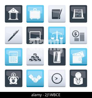 Business and office icons over color background - vector icon set Stock Vector