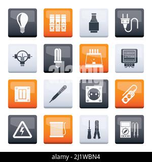Electrical devices and equipment icons - vector icon set Stock Vector