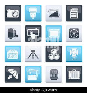 Photography equipment icons - vector icon set Stock Vector