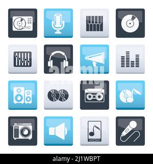 Music and audio equipment icons - vector icon set Stock Vector