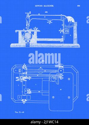 Sewing Machines from Appleton's dictionary of machines, mechanics, engine-work, and engineering : illustrated with four thousand engravings on wood ; in two volumes by D. Appleton and Company Published New York : D. Appleton and Co 1873 Stock Photo