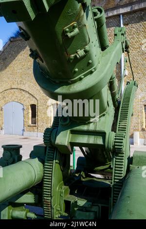 WWII Schneider 90mm gun, Museum of Dynamo Operation, Dunkirk, Nord, Hauts-de-France, France Stock Photo