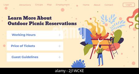 Learn more about outdoor picnic reservations web Stock Vector