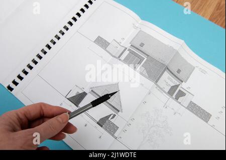 Structural details drawing. Close up view. Architectural or engineering project. Construction industry Stock Photo
