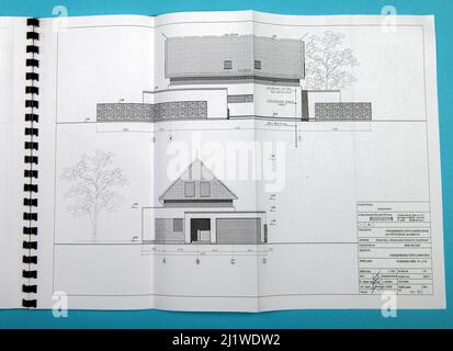 Structural details drawing. Close up view. Architectural or engineering project. Construction industry Stock Photo