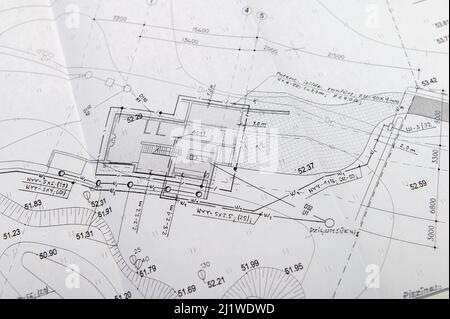 Structural details drawing. Close up view. Architectural or engineering project. Construction industry Stock Photo