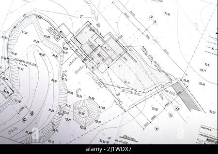 Structural details drawing. Close up view. Architectural or engineering project. Construction industry Stock Photo