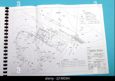Structural details drawing. Close up view. Architectural or engineering project. Construction industry Stock Photo