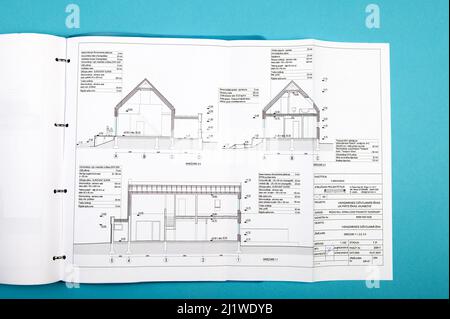 Structural details drawing. Close up view. Architectural or engineering project. Construction industry Stock Photo