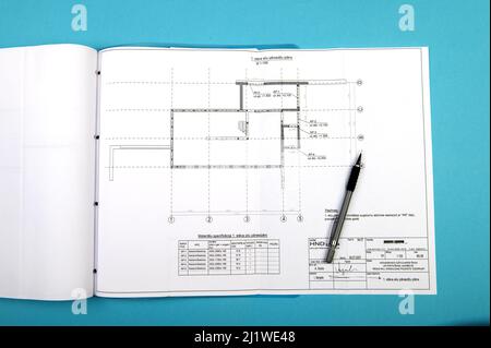 Structural details drawing. Close up view. Architectural or engineering project. Construction industry Stock Photo