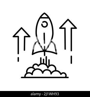 Outline rocket icon illustration,vector space sign symbol Stock Vector