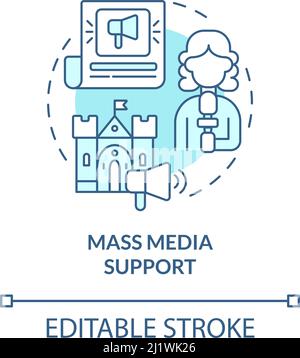 Mass media support turquoise concept icon Stock Vector