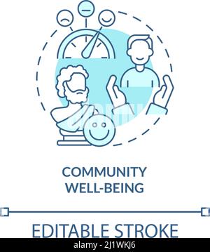 Community well-being turquoise concept icon Stock Vector
