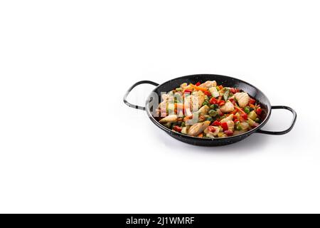 Chicken and vegetables isolated on white background Stock Photo