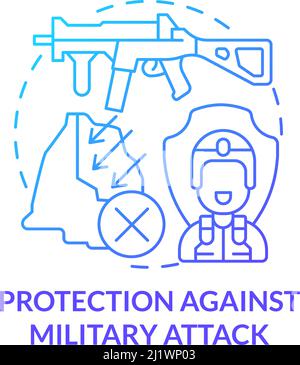 Protection against military attack blue gradient concept icon Stock Vector