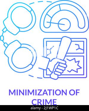 Minimization of crime blue gradient concept icon Stock Vector
