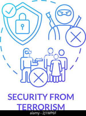 Security from terrorism blue gradient concept icon Stock Vector