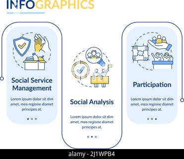 Social work management rectangle infographic template Stock Vector