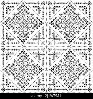 Tribal line vector seamless pattern, geometric design inspired by Icelandic rune art Stock Vector