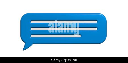 Blue chat bubble 3d isolated on white. 3d Glossy vector.  Stock Vector