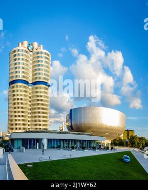 Munich, Germany, September 29, 2015: BMW World Headquarters building and the museum in Munich, Germany Stock Photo