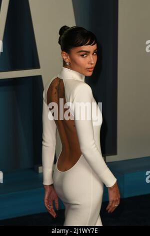 Zoe Kravitz attends the 2022 Vanity Fair Oscar Party at the Wallis Annenberg Center for the Performing Arts on March 27, 2022 in Beverly Hills, California.  Photo: Casey Flanigan/imageSPACE/Sipa USA Stock Photo