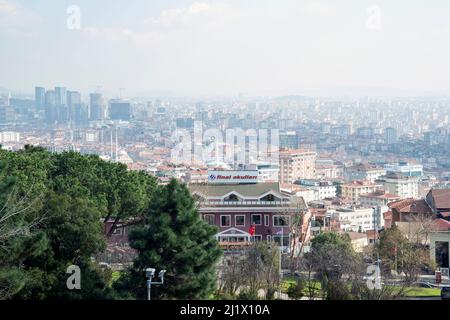 The Camlica hill is the best viewpoint in Istanbul, as from here you see almost the entire Bosphorus strait, as well the whole city. Stock Photo