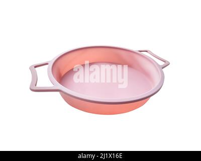 New round silicone baking dish with handles. Cake form isolated on white background Stock Photo