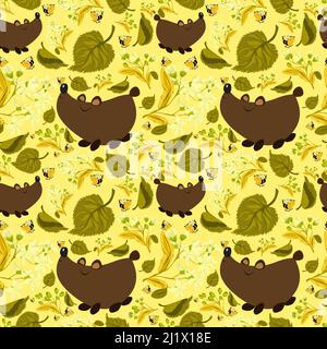 Forest pattern with animals and plants. Seamless pattern for fabric, paper and other printing and web projects. Stock Vector