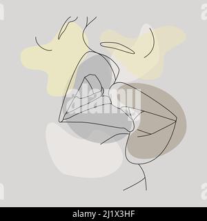 Abstract faces of people in one line. Portrait minimalistic style. Stock Vector