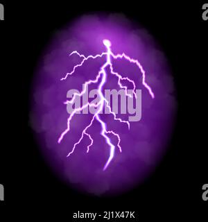 Lightning strike in neon light Stock Vector
