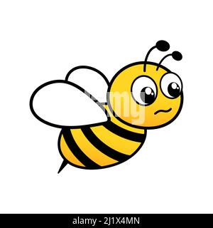 Cute bee with facial emotion. Bumblebee character. Vector illustration isolated on white Stock Vector