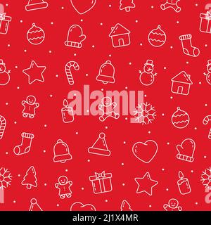 Christmas seamless pattern. Red Christmas paper wallpaper. Stock Vector