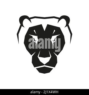 Lion head silhouette. Wild animal black shape. Vector isolated on white Stock Vector