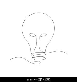 Continuous line drawing of lightbulb. Line art bulb. Idea emergence concept. Stock Vector