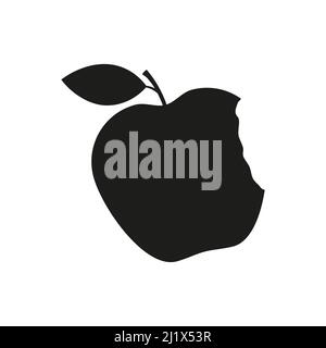 Bitten apple silhouette icon. Bite apple symbol. Stock Vector