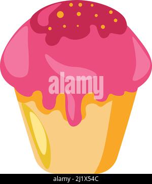 Cupcake with topping of raspberry cream vector Stock Vector