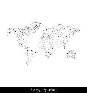 World map with connected triangular shapes. Continuous Earth line drawing symbol. Stock Vector